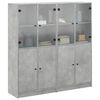 vidaXL Bookcase Concrete Grey Engineered Wood, Glass Medium Bookcase