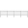 vidaXL Garden Fence with Hoop Top Steel 281.3"x47.2" Black