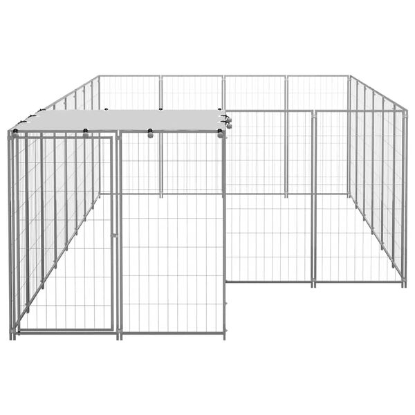 vidaXL Dog Kennel Silver Powder-coated steel 91.2 sq ft Durable