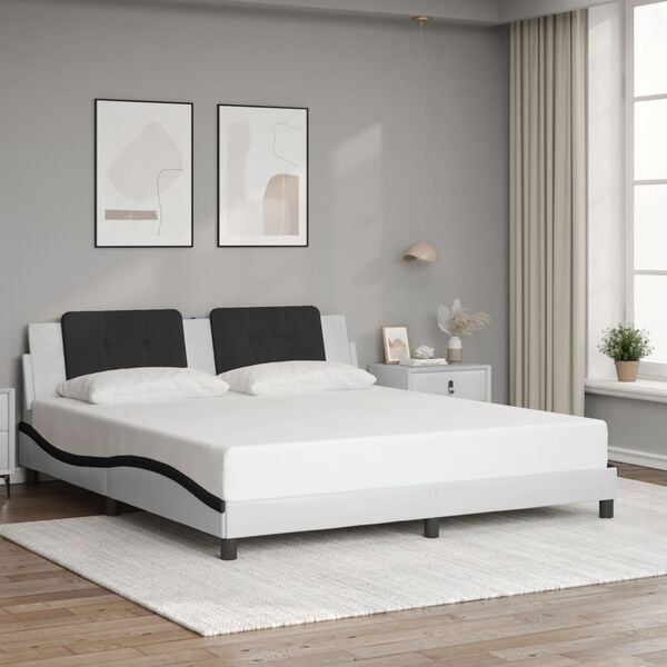 vidaXL Bed Frame White and Black