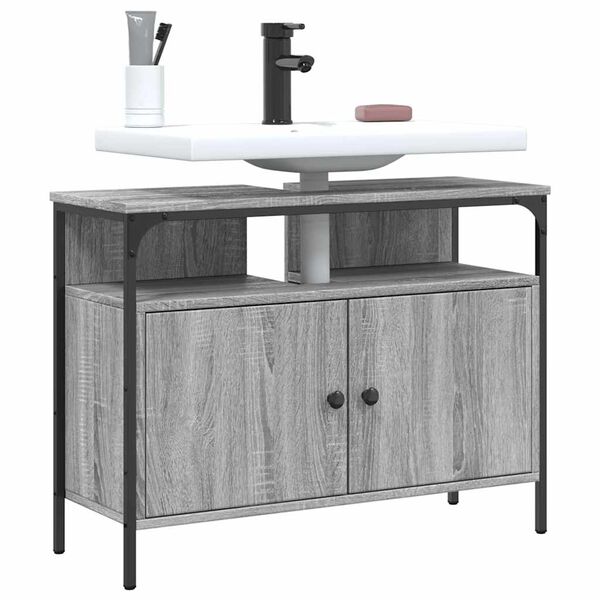 vidaXL Bathroom Sink Cabinet Grey sonoma Engineered wood 31.5x11.8x23.6 in