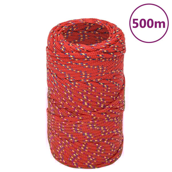 vidaXL Boat Rope Red 0.08 " 1640.4 ' Polypropylene