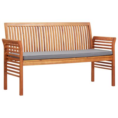 vidaXL 3-Seater Patio Bench with Cushion 59" Solid Acacia Wood