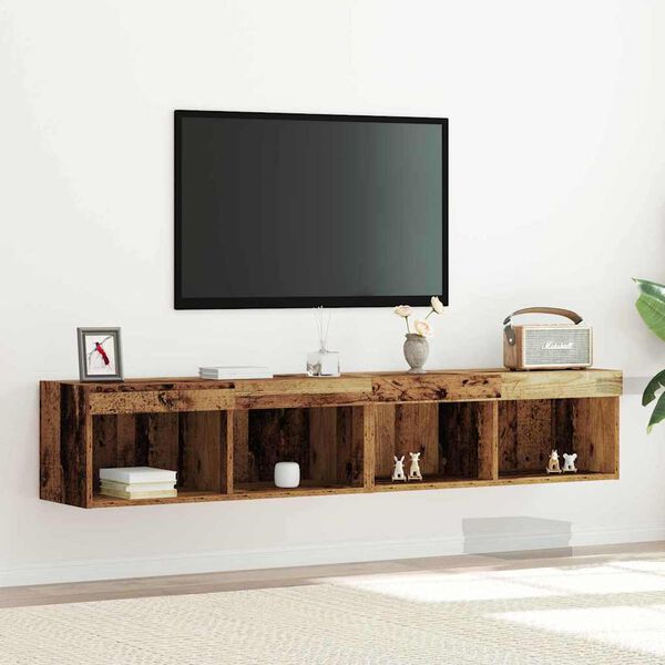 vidaXL TV Cabinet Set 2 pcs Old wood 31.50 x 11.81 x 11.81 in