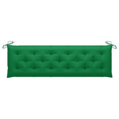 vidaXL Patio Bench with Green Cushion 68.9" Solid Teak Wood