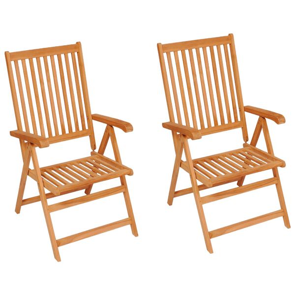 vidaXL Garden Chair Set of 2 Teak Wood Teak wood Medium Foldable