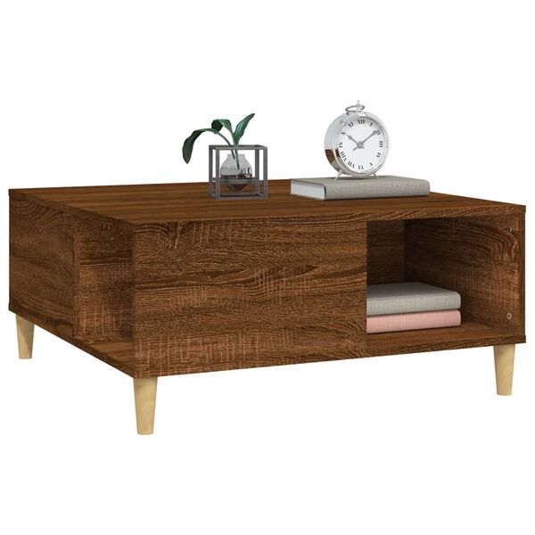 vidaXL Coffee Table Brown Oak Engineered Wood 32x32 in Table