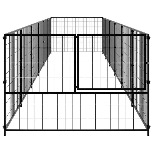 vidaXL Dog Kennel Black Steel Extra Large Durable Dog Kennel