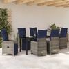 vidaXL Table and Chair Set with Cushion 7 pcs Grey PE Rattan
