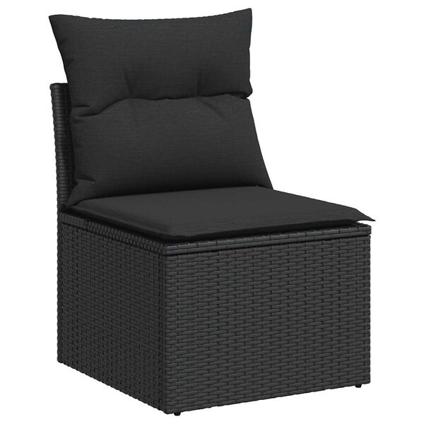 vidaXL Garden Sofa Set Black PE Rattan Large Adjustable Feet