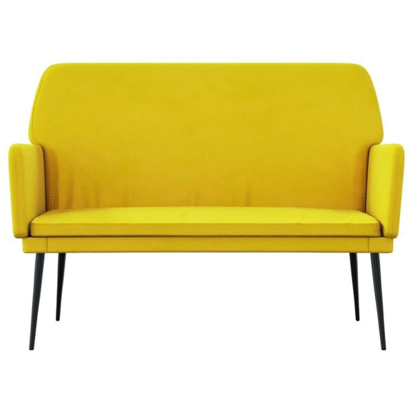 vidaXL Bench Yellow Velvet (100% polyester), metal, plywood Standard