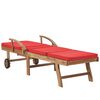 vidaXL Sunlounger Set of 2 Red Solid Teak Wood Standard