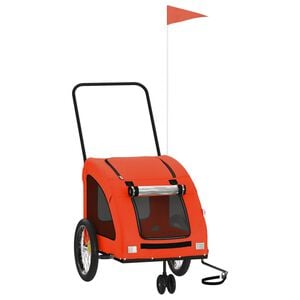 vidaXL Pet Bike Trailer Orange and Grey Oxford Fabric, Iron, PVC