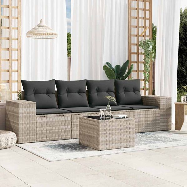 vidaXL Garden Sofa Set Light Grey