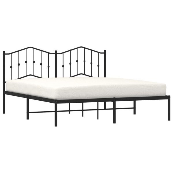 vidaXL Bed Frame Black Powder-Coated Steel 63x79 in Bed Frame