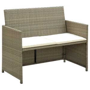 vidaXL Sofa Set of 2 Beige Poly Rattan 2-seater Light Weight Sofa