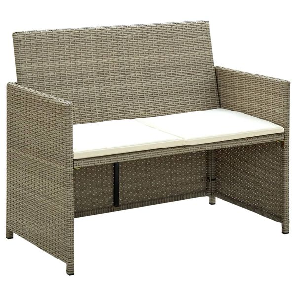 vidaXL Sofa Set of 2 Beige Poly Rattan 2-seater Light Weight Sofa