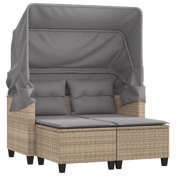 vidaXL Garden Sofa Beige PE Rattan 2-seater Removable Covers