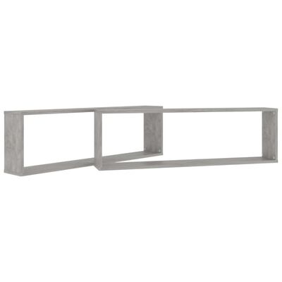 vidaXL Wall Cube Shelves 2 pcs Concrete Gray 39.4"x5.9"x11.8" Engineered Wood