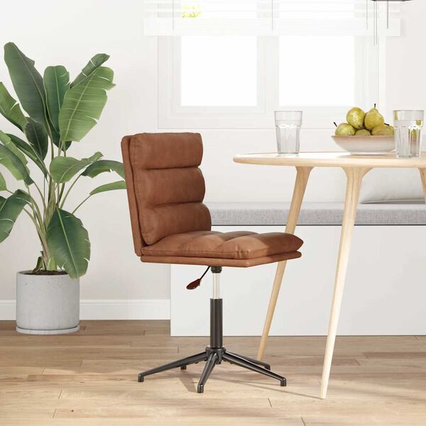 vidaXL Dining Chair Brown Faux leather, plywood, metal Adjustable