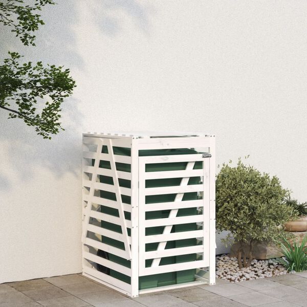 vidaXL Wheelie Bin Storage White 33.1x35.4x50.6" Solid Wood Pine