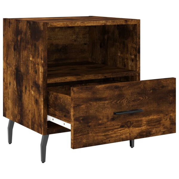 vidaXL Bedside Cabinet Smoked oak Engineered wood, iron, aluminum Standard