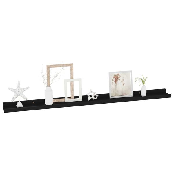 vidaXL Wall Shelf Set of 2 Black MDF 39.4x3.5x1.2 in Wall mounting