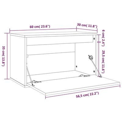 vidaXL Wall Cabinet Gray 23.6"x11.8"x13.8" Solid Pinewood