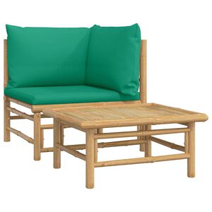 vidaXL Garden Lounge Set Green Bamboo, Polyester Medium Modular