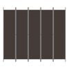 vidaXL 5-Panel Room Divider Brown 98.4"x86.6" Fabric