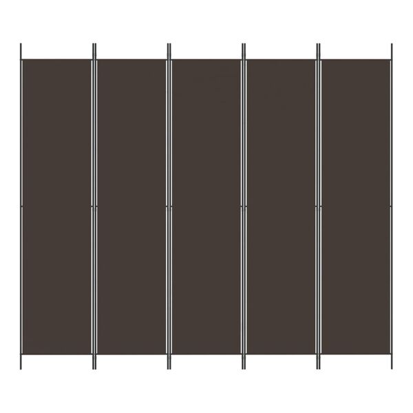 vidaXL 5-Panel Room Divider Brown 98.4"x86.6" Fabric