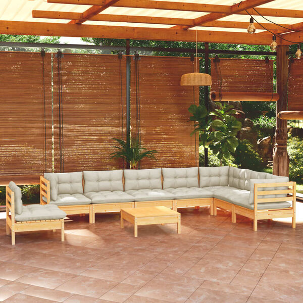 vidaXL Garden Lounge Set Cream Solid pinewood, fabric (100% polyester)