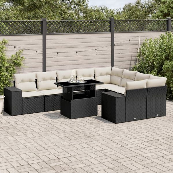 vidaXL Garden Sofa Set Black PE rattan Modular Garden Sofa Set