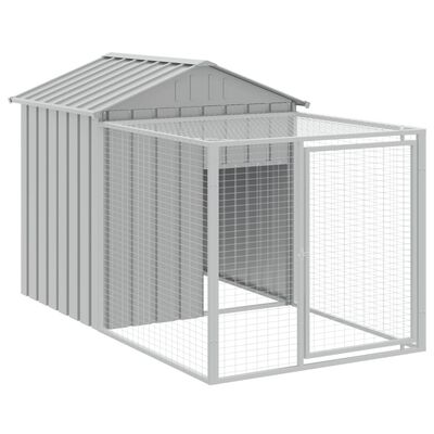 vidaXL Chicken Cage with Run Light Gray 46.1"x159.4"x48.4" Galvanized Steel