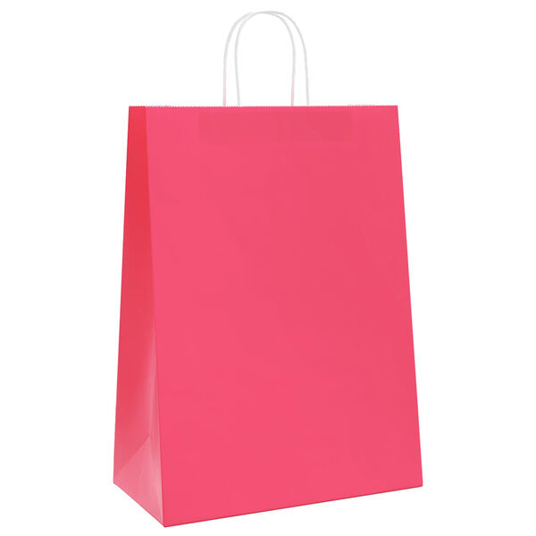 vidaXL Paper Bags 250 pcs with Handles Pink 12.6x6.7x17.3"