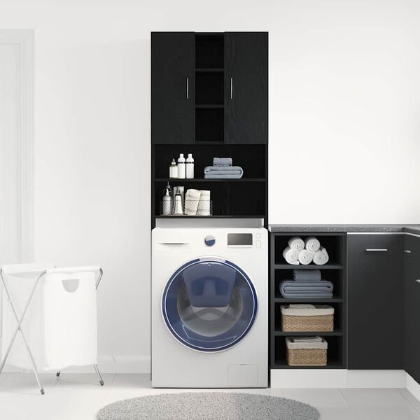 vidaXL Washing Machine Cabinet Black Oak 25.2x10.0x74.8"