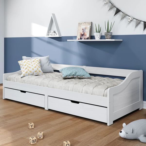 vidaXL Day Bed White Solid pinewood 35.4 x 79.3 in Day Bed Rectangular