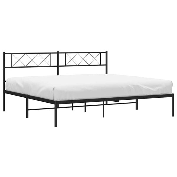 vidaXL Metal Bed Frame Black Powder-Coated Steel Full Metal Bed Frame