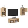 vidaXL 4 Piece TV Wall Stands with LED Lights Sonoma Oak