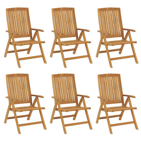 vidaXL Reclining Garden Chair Set of 6 Anthracite, Teak