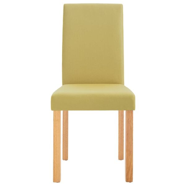 vidaXL Dining Chair Set of 6 Green Fabric and Rubberwood Standard