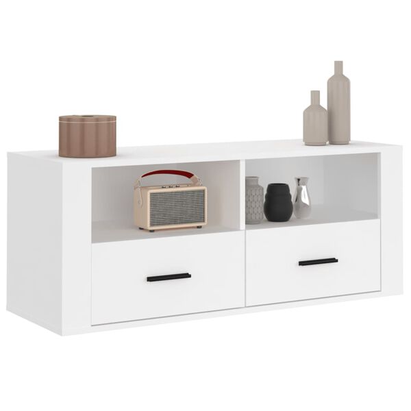 vidaXL TV Cabinet White Engineered wood 39.4 x 13.8 x 15.7 in TV Cabinet