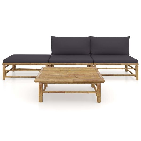 vidaXL Garden Lounge Set Dark Grey, Bamboo Bamboo Medium Modular