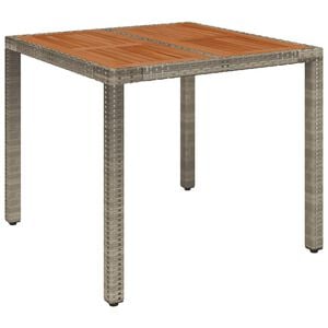 vidaXL Garden Table With Wooden Top Grey, Natural Wood Poly Rattan