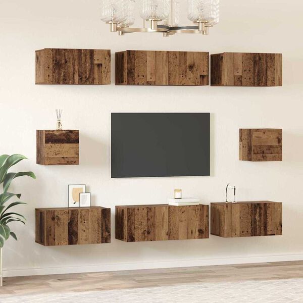 vidaXL TV Cabinet Set Wall-mounted 8 pcs Old Wood Engineered Wood