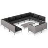 vidaXL 12 Piece Patio Lounge Set with Cushions Poly Rattan Dark Gray