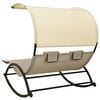 vidaXL Sun Lounger Taupe and Cream Textilene, Steel Large