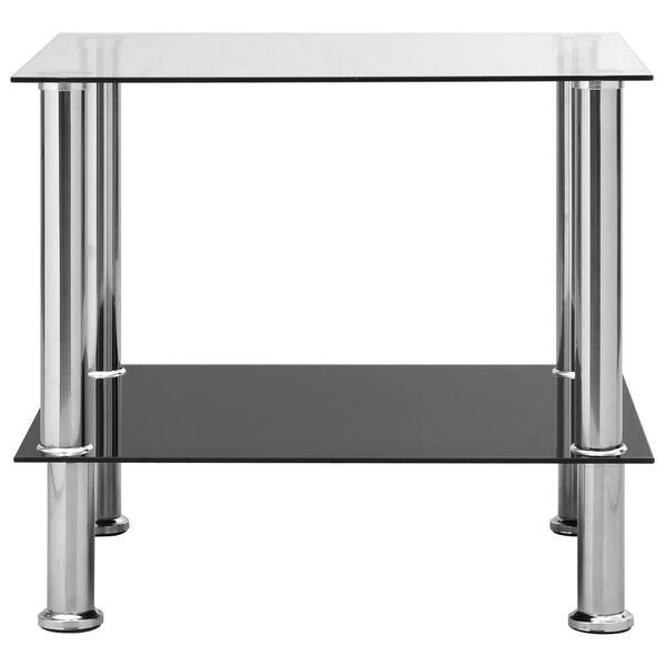 vidaXL Side Table Transparent Tempered Glass, Stainless Steel Compact