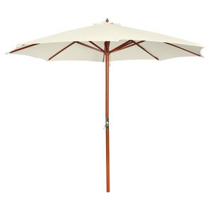 vidaXL Garden Parasol Sand White Polyester, Hardwood Large
