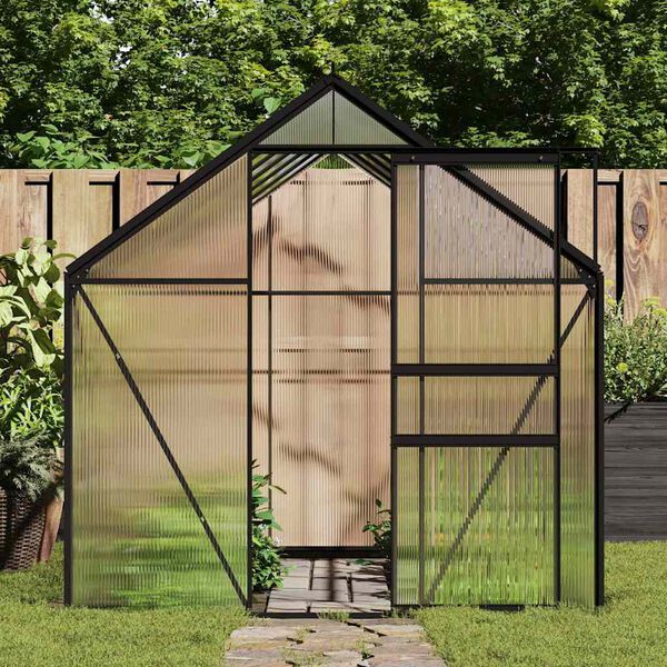vidaXL Greenhouse Anthracite and Transparent Aluminum, Polycarbonate Large